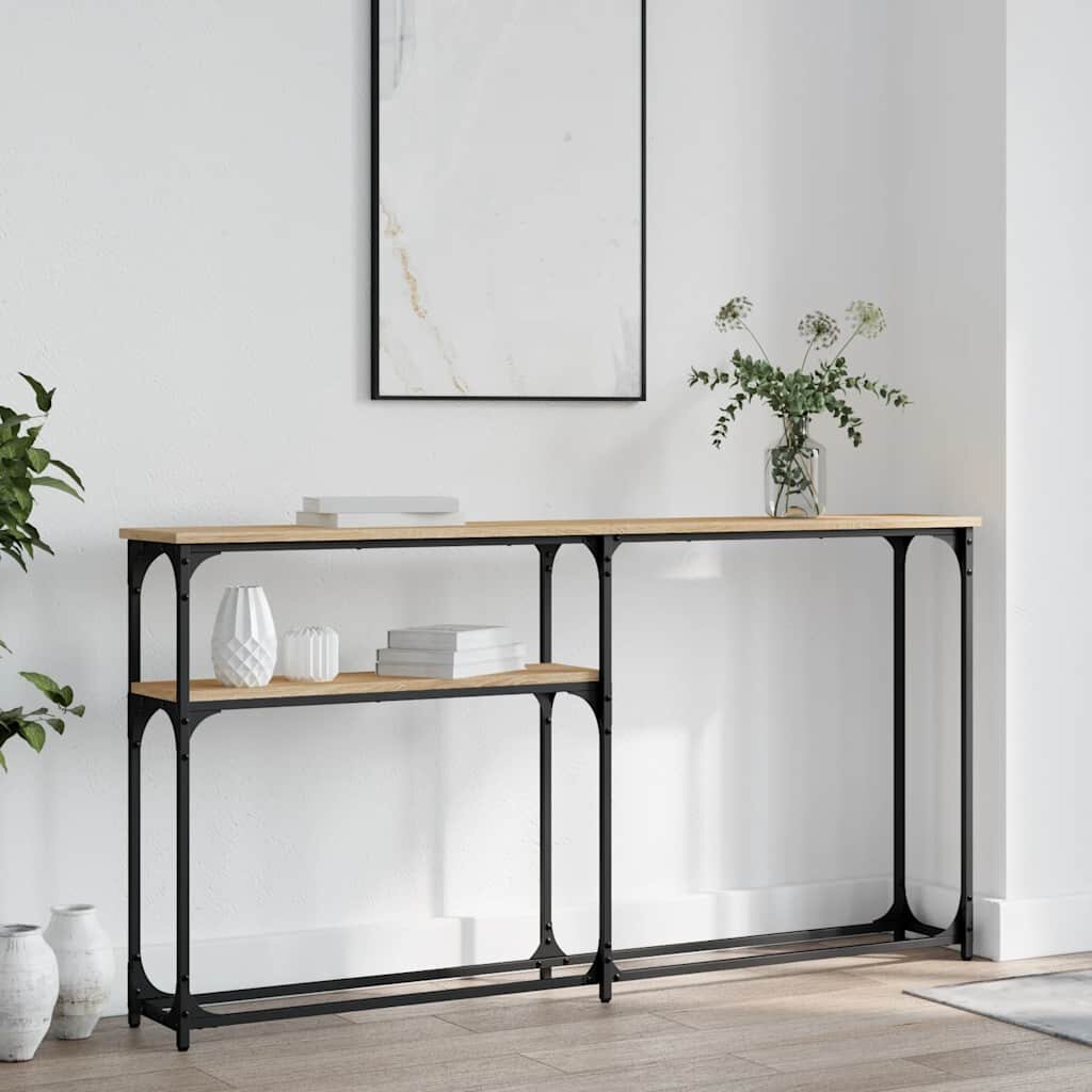 vidaXL Конзолна маса дъб сонома 145x225x75 см инженерно дърво