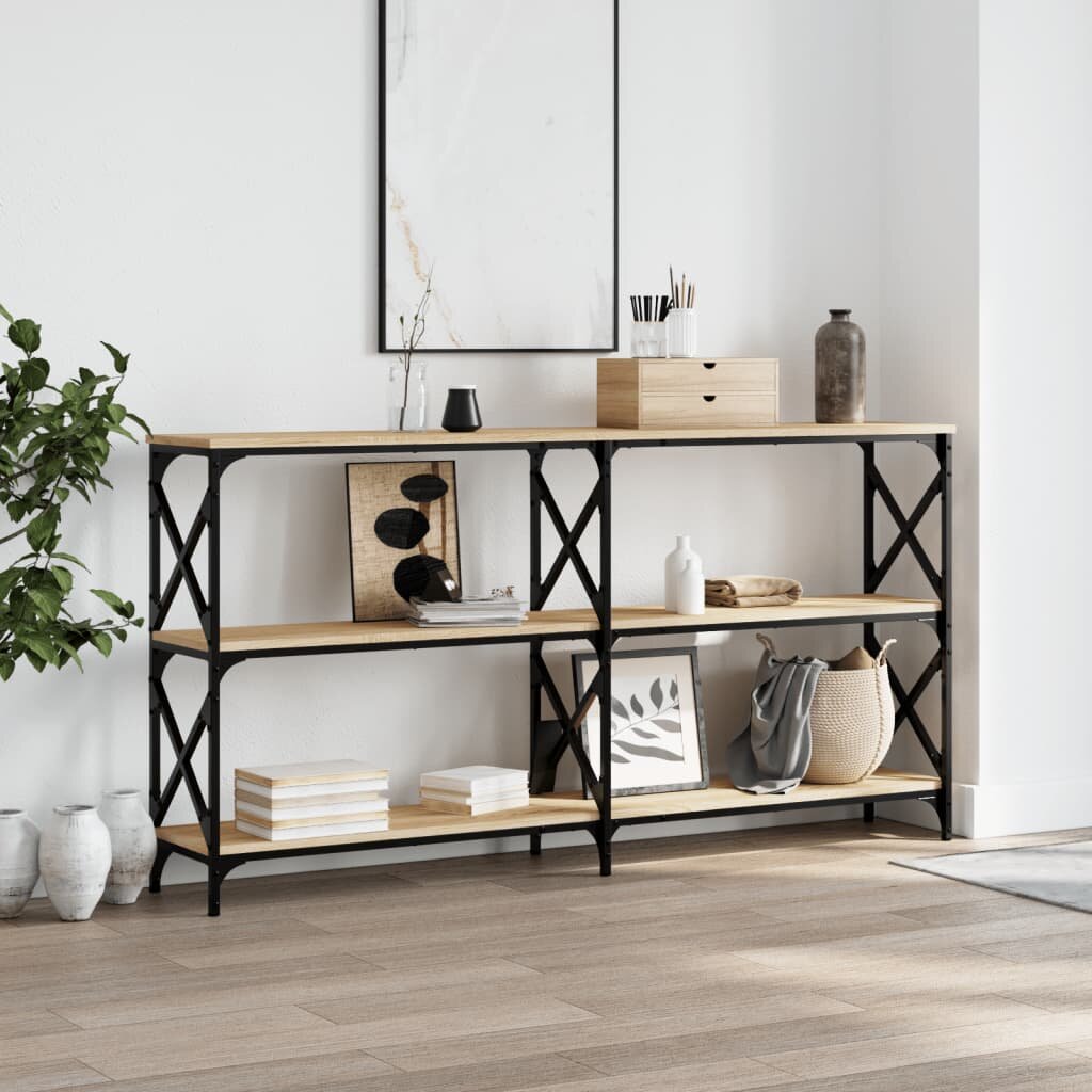 vidaXL Конзолна маса дъб сонома 156x28x805 см инженерно дърво