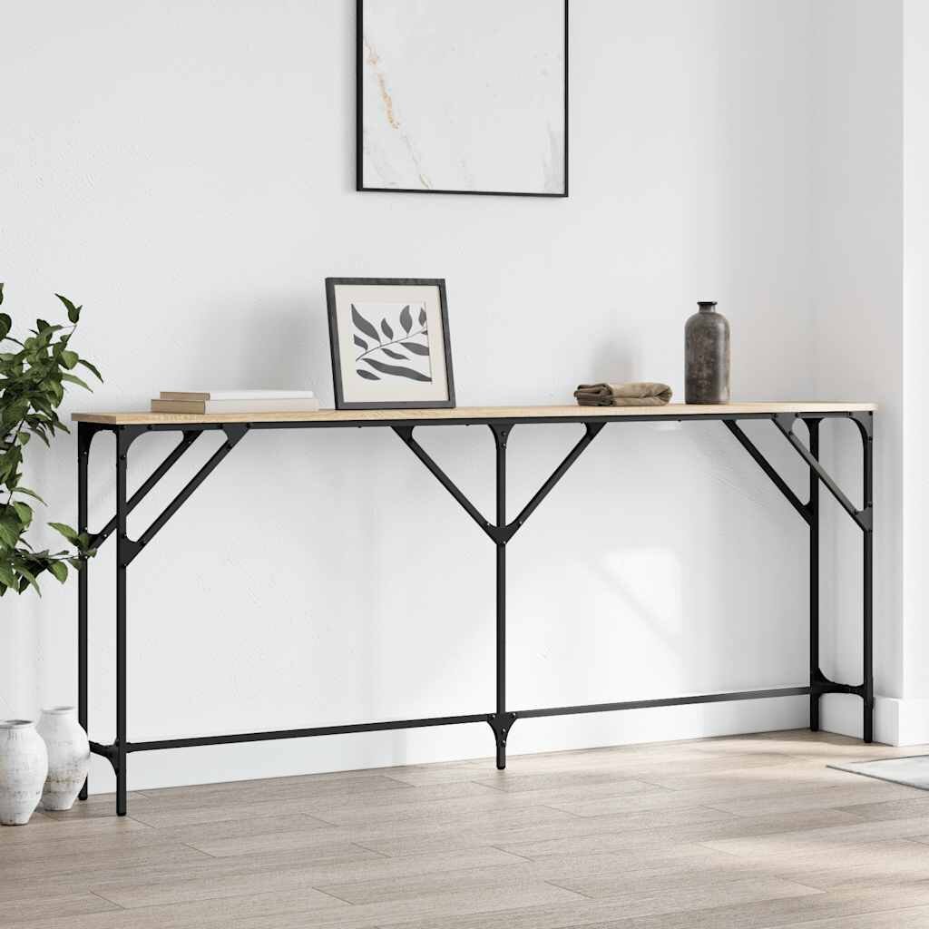 vidaXL Конзолна маса дъб сонома 180x23x75 см инженерно дърво