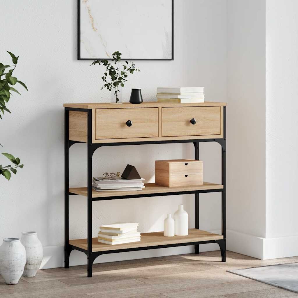 vidaXL Конзолна маса дъб сонома 725x25x75 см инженерно дърво