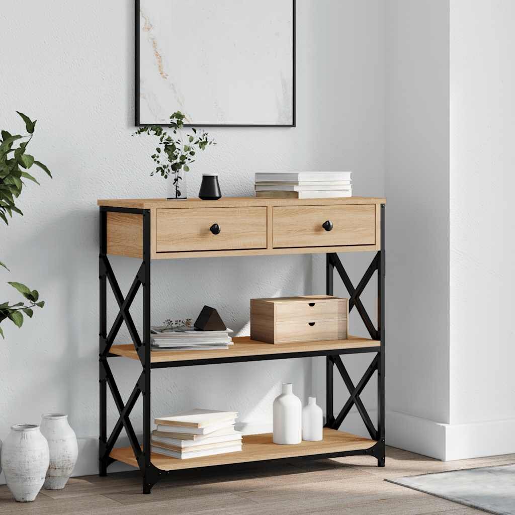 vidaXL Конзолна маса дъб сонома 75x28x75 см инженерно дърво