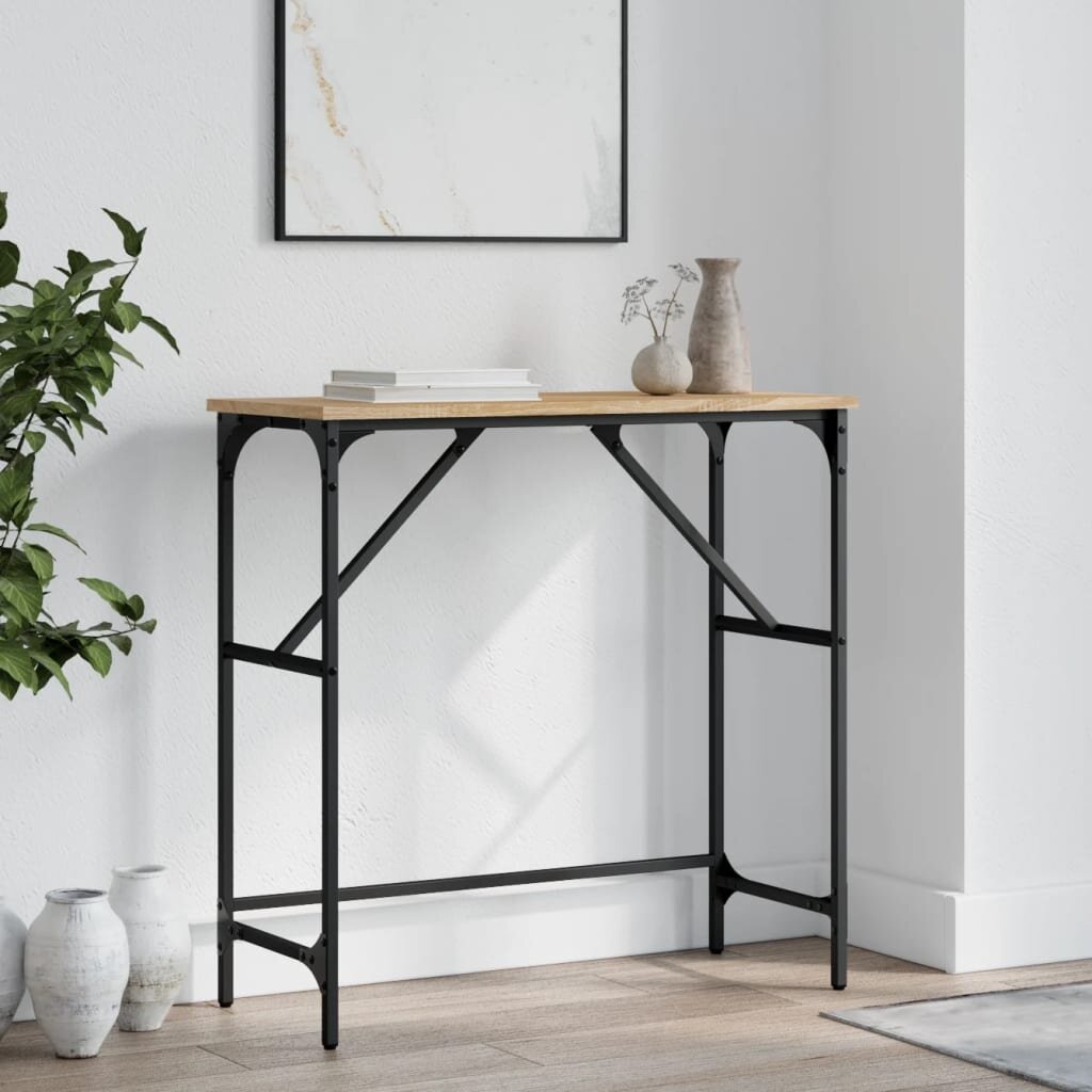 vidaXL Конзолна маса дъб сонома 75x32x75 см инженерно дърво