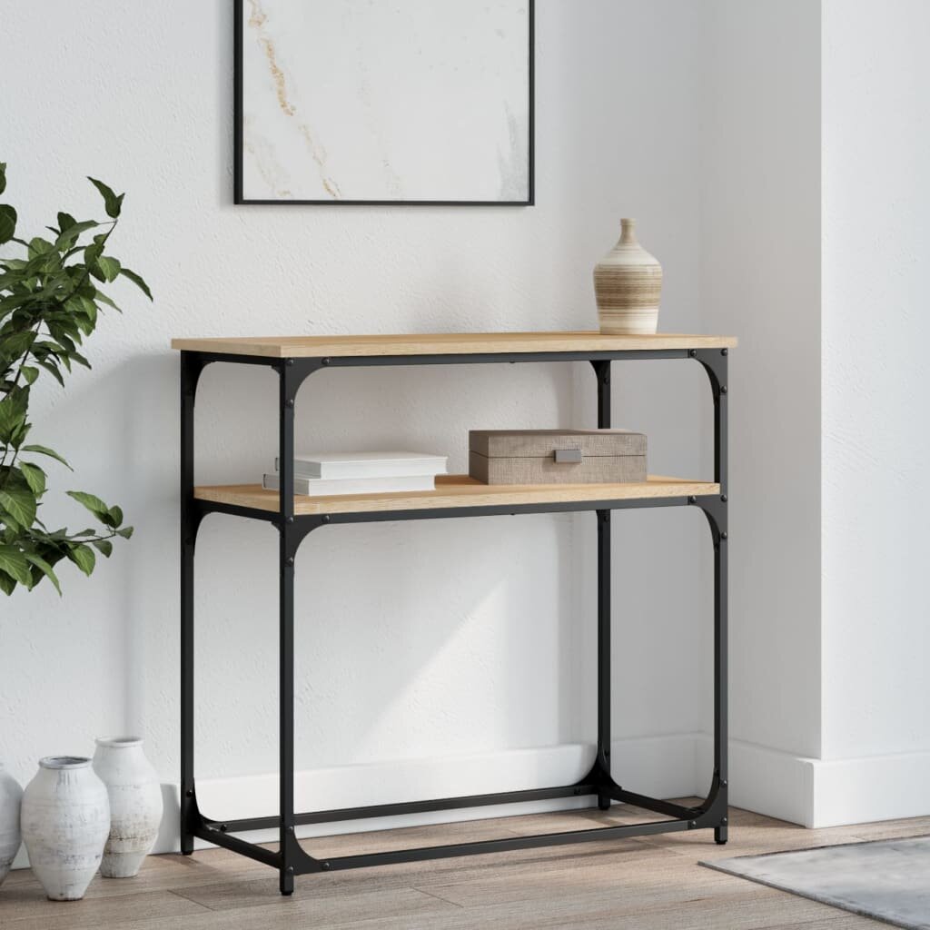 vidaXL Конзолна маса дъб сонома 75x355x75 см инженерно дърво
