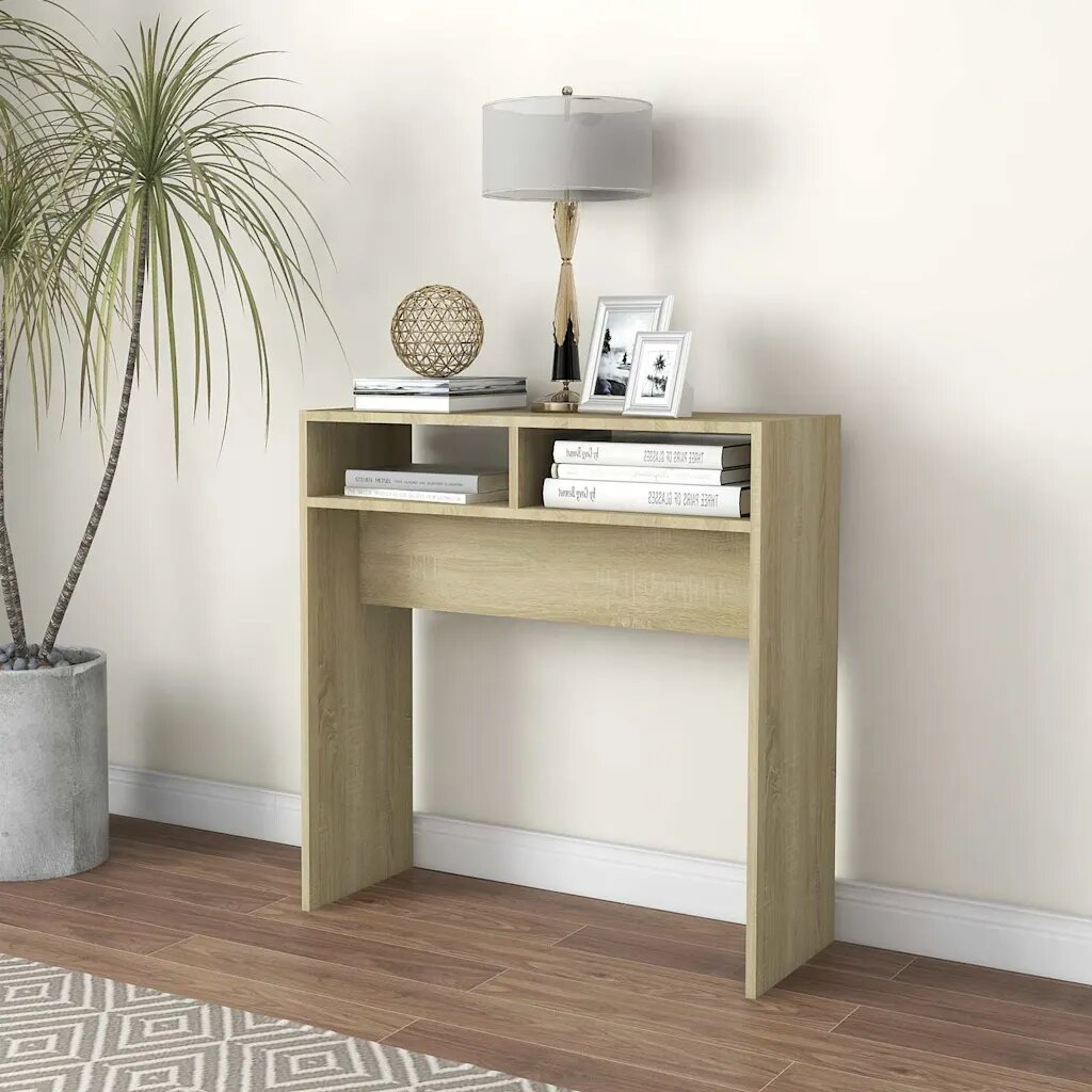 vidaXL Конзолна маса дъб сонома 78x30x80 см инженерно дърво