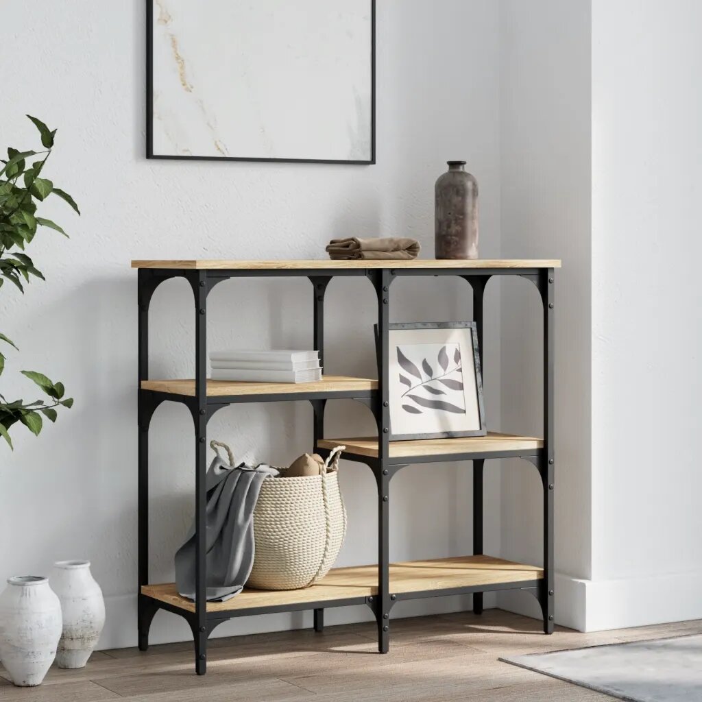 vidaXL Конзолна маса дъб сонома 80x29x75 см инженерно дърво