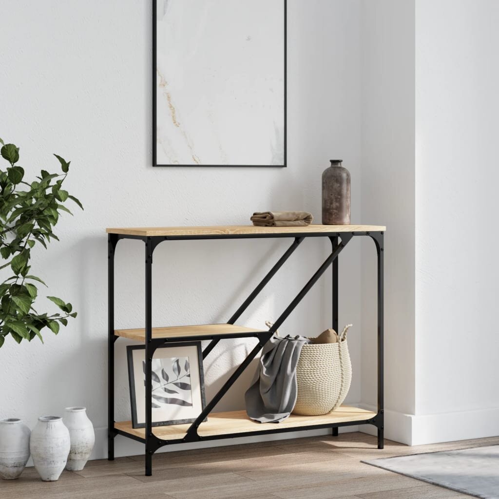 vidaXL Конзолна маса дъб сонома 885x30x75 см инженерно дърво