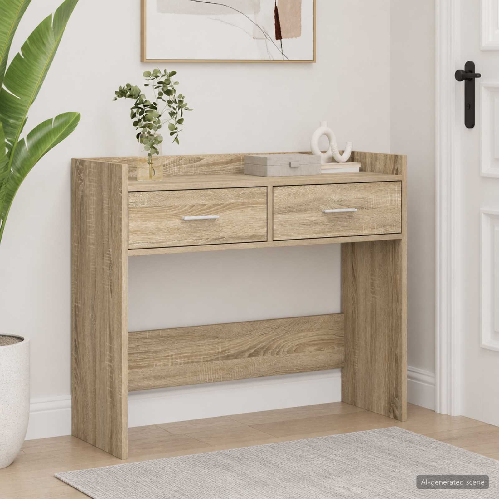 vidaXL Конзолна маса Дъб сонома 90 x 35 x 80 см Инженерна дървесина