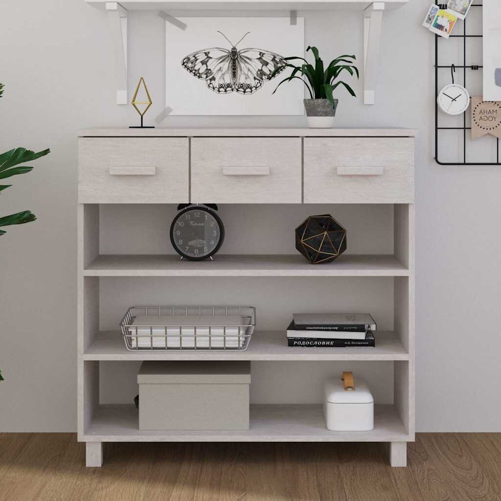 vidaXL Конзолна маса HAMAR бяла 90x35x90 см борово дърво масив