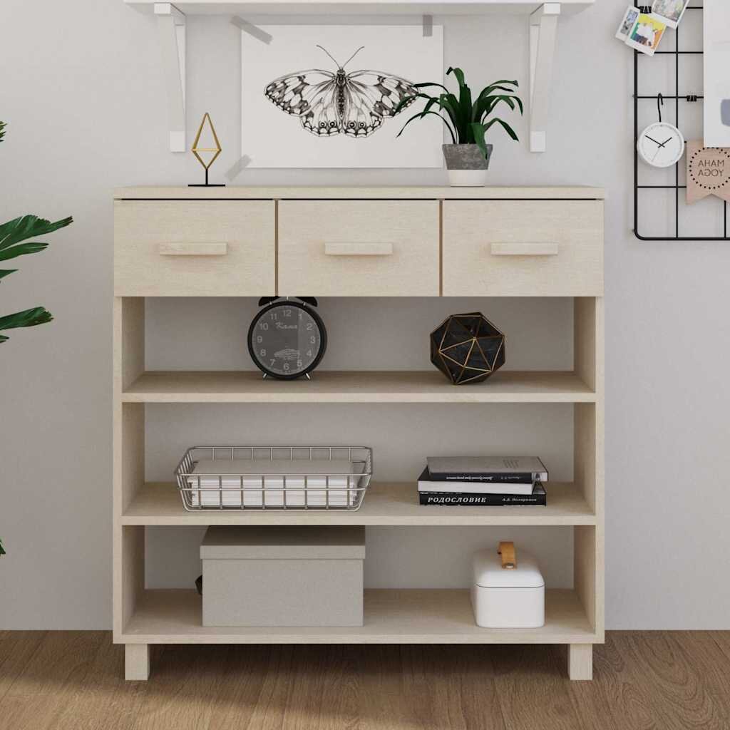 vidaXL Конзолна маса HAMAR меденокафява 90x35x90 см борово дърво масив