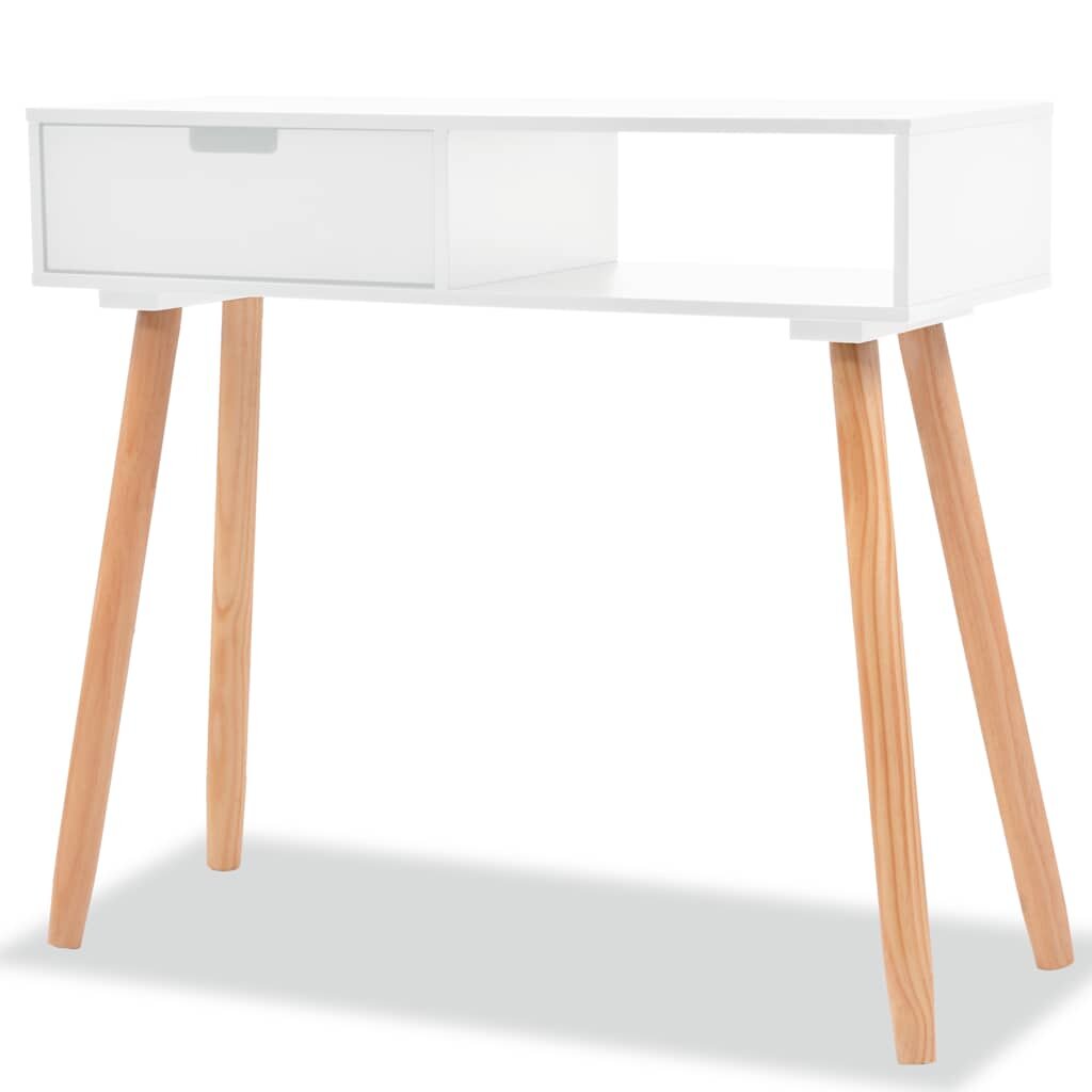 vidaXL Конзолна маса иглолистна дървесина масив 80x30x72 cм бяла