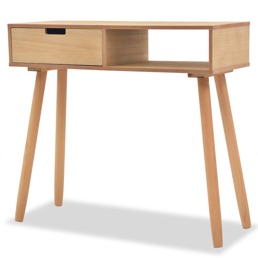 vidaXL Конзолна маса иглолистна дървесина масив 80x30x72 cм кафява