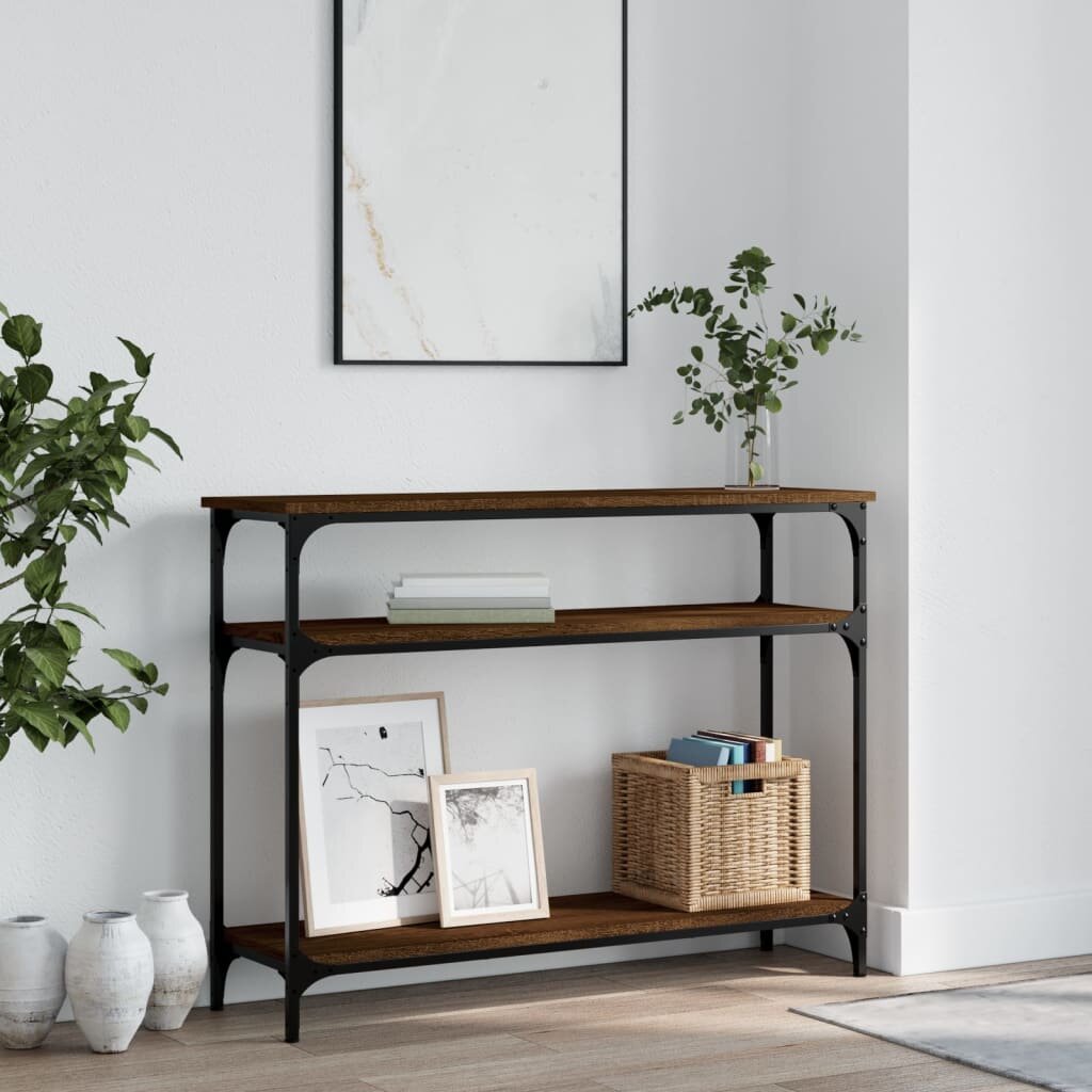 vidaXL Конзолна маса кафяв дъб 100x29x75 см инженерно дърво