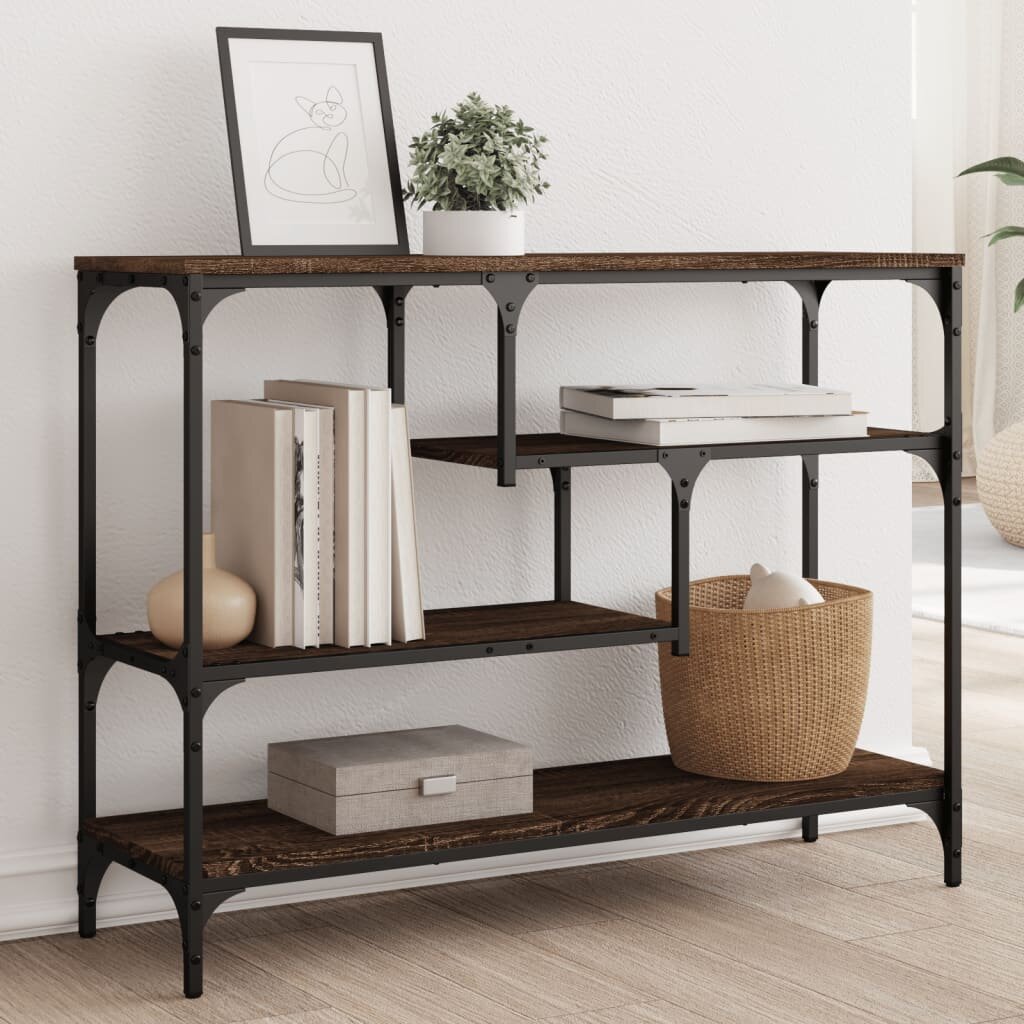 vidaXL Конзолна маса кафяв дъб 100x30x75 см инженерно дърво
