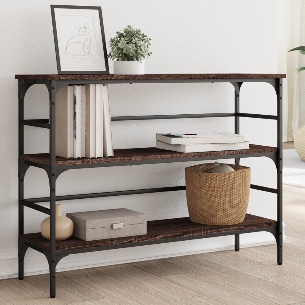 vidaXL Конзолна маса кафяв дъб 100x32x75 см инженерно дърво