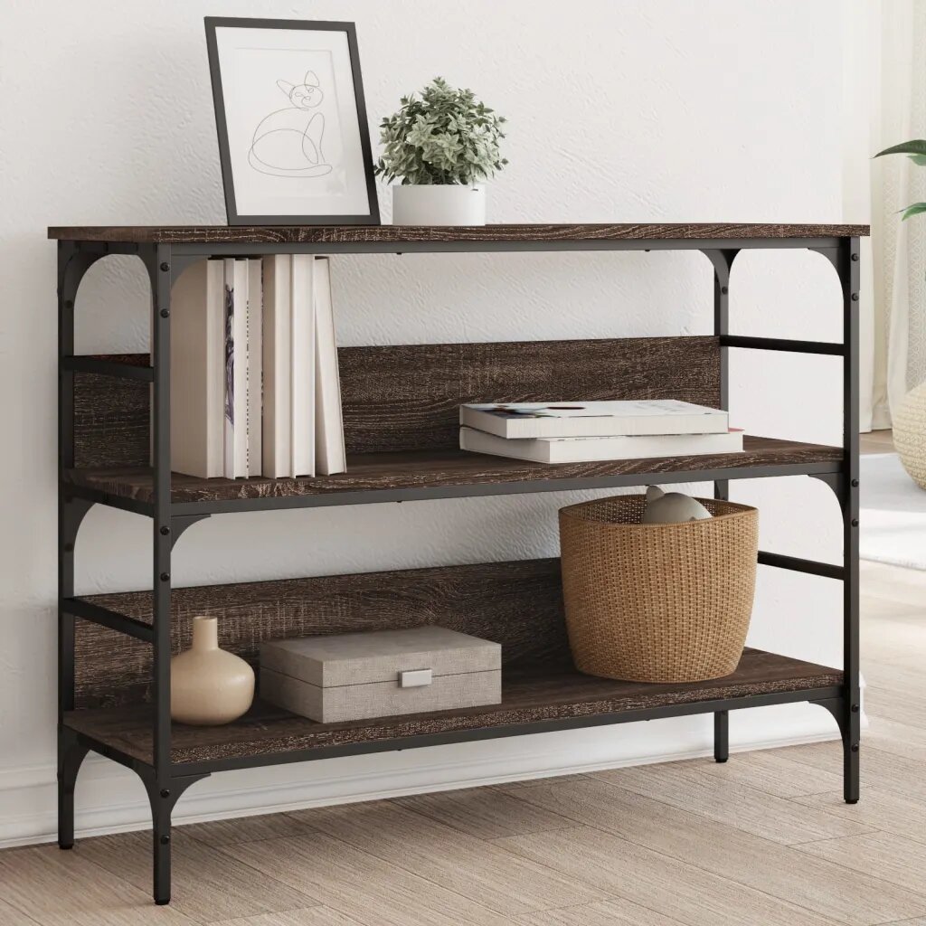 vidaXL Конзолна маса кафяв дъб 100x32x75 см инженерно дърво