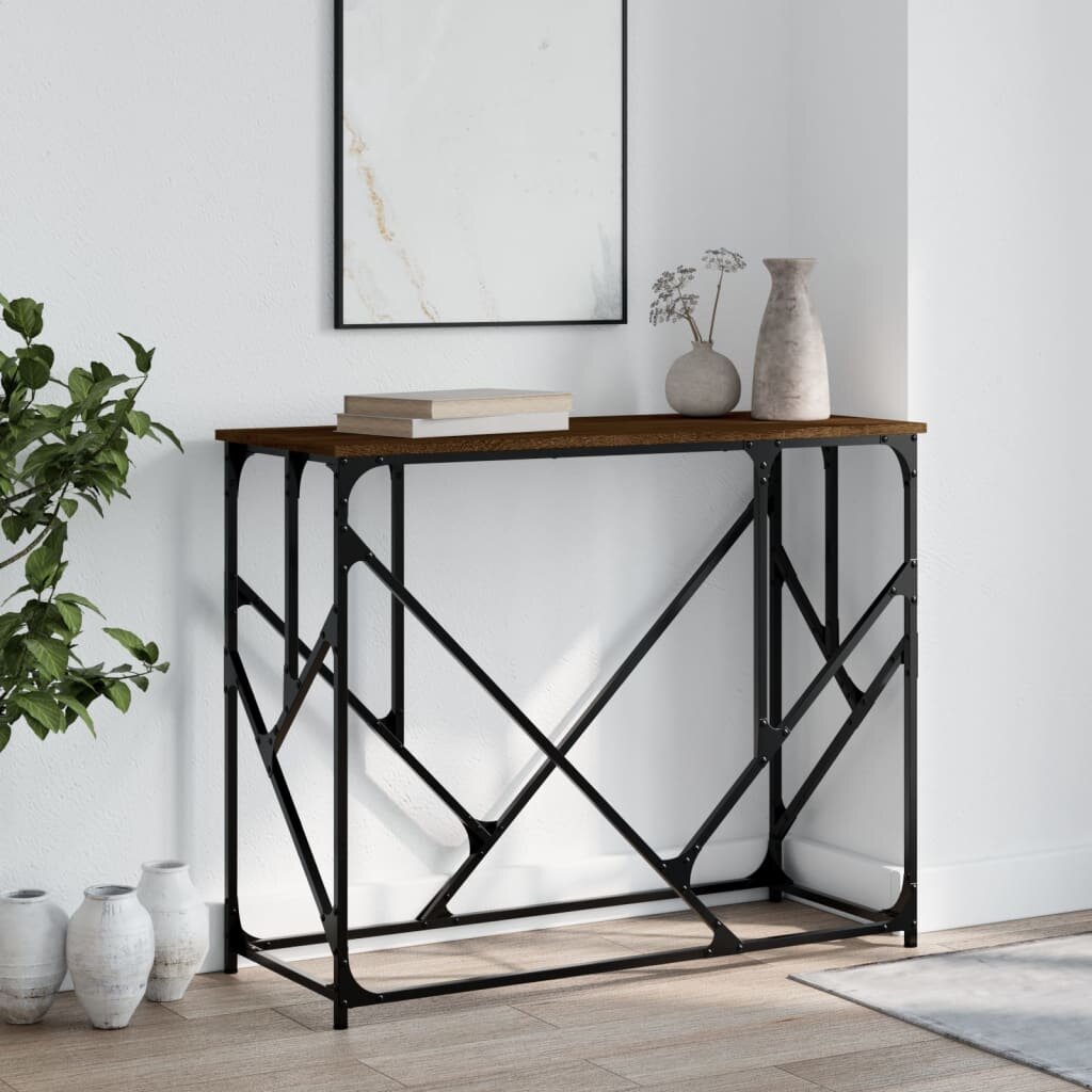 vidaXL Конзолна маса кафяв дъб 100x40x80 см инженерно дърво