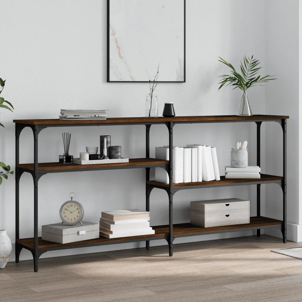 vidaXL Конзолна маса кафяв дъб 160x29x75 см инженерно дърво