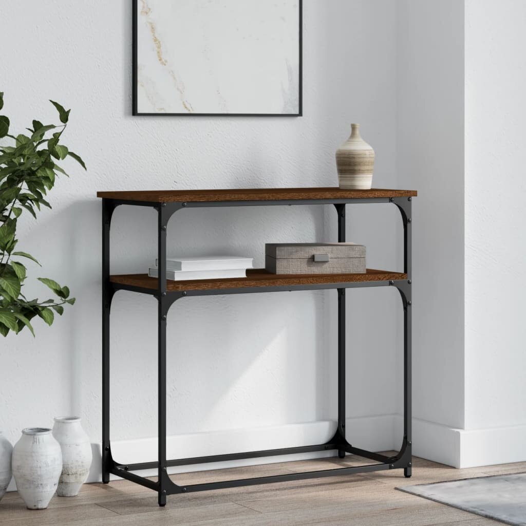 vidaXL Конзолна маса кафяв дъб 75x355x75 см инженерно дърво