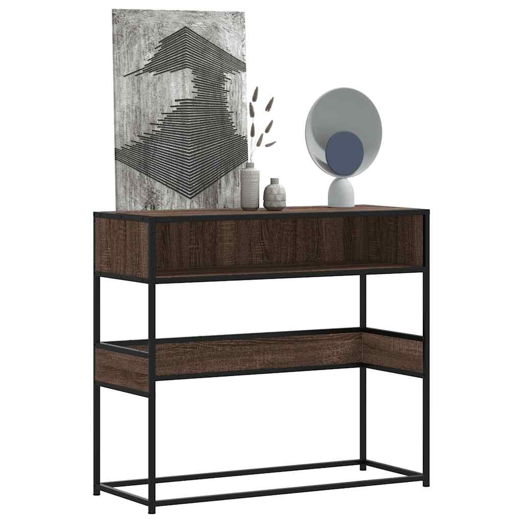 vidaXL Конзолна маса кафяв дъб 90x35x80 см инженерно дърво