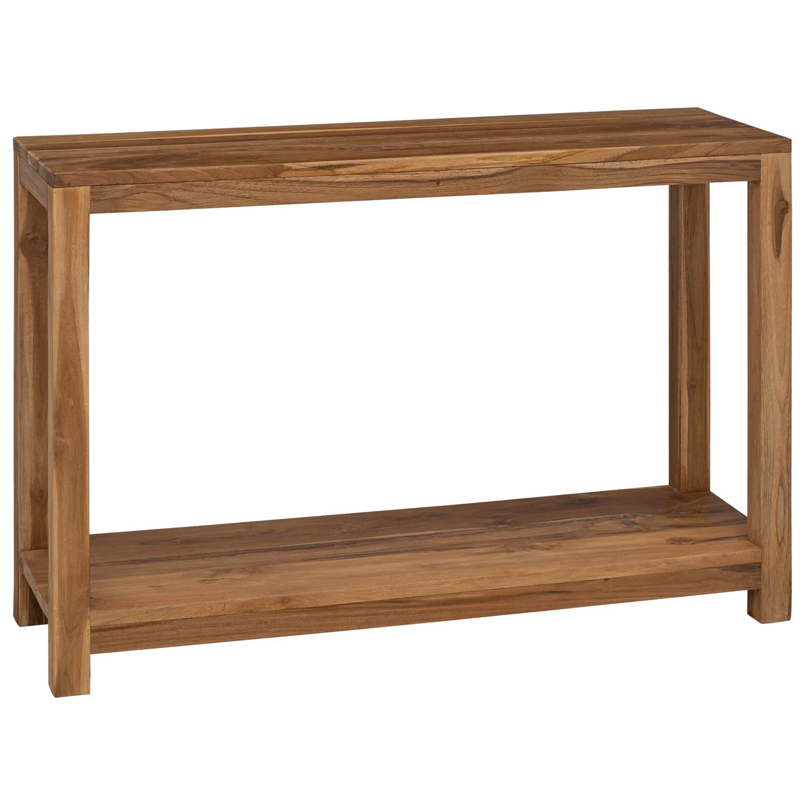 vidaXL Конзолна маса Натурално 110 x 35 x 75 cm Солидно тиково дърво