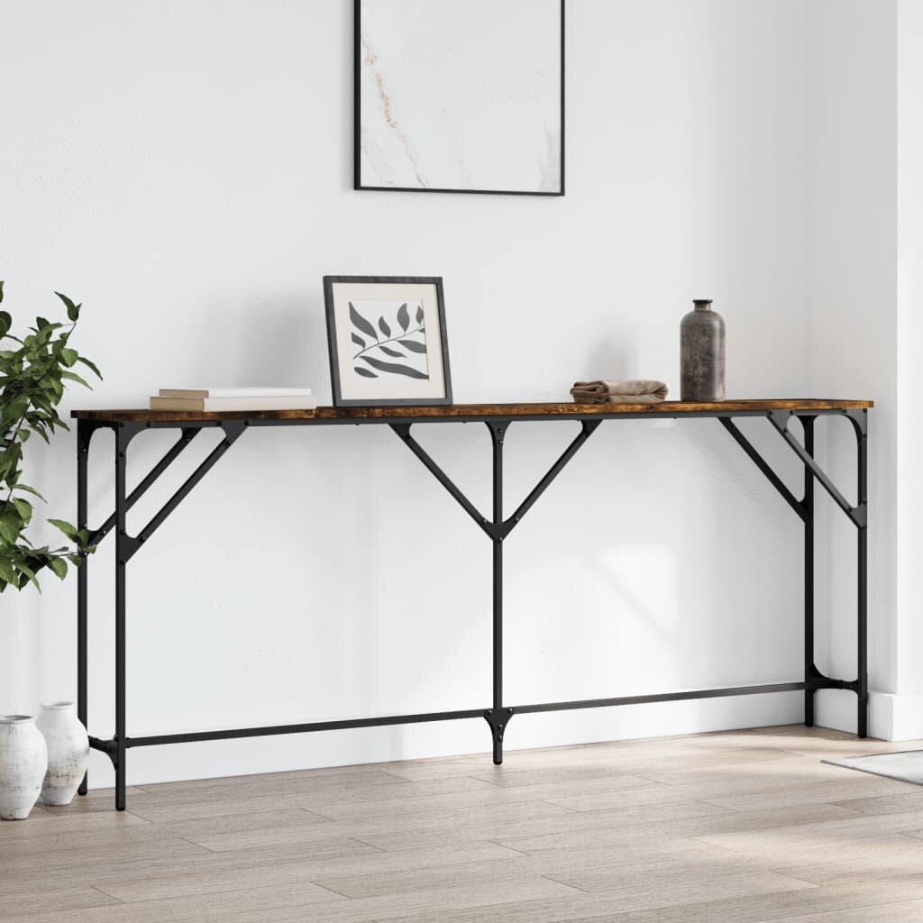 vidaXL Конзолна маса опушен дъб 180x23x75 см инженерно дърво