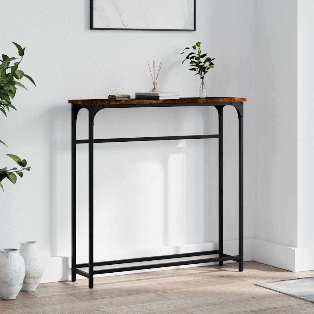 vidaXL Конзолна маса опушен дъб 75x195x75 см инженерно дърво