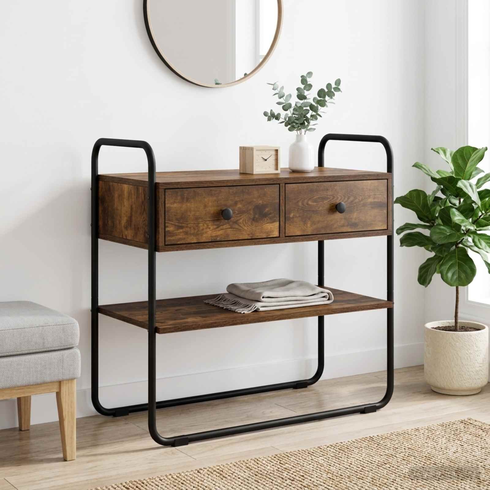 vidaXL Конзолна маса Опушен дъб 80 x 40 x 75 см Инженерна дървесина