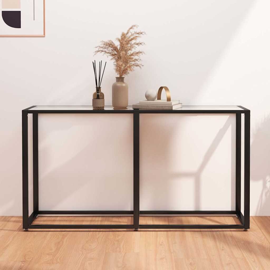 vidaXL Конзолна маса прозрачна 140x35x755 cм закалено стъкло