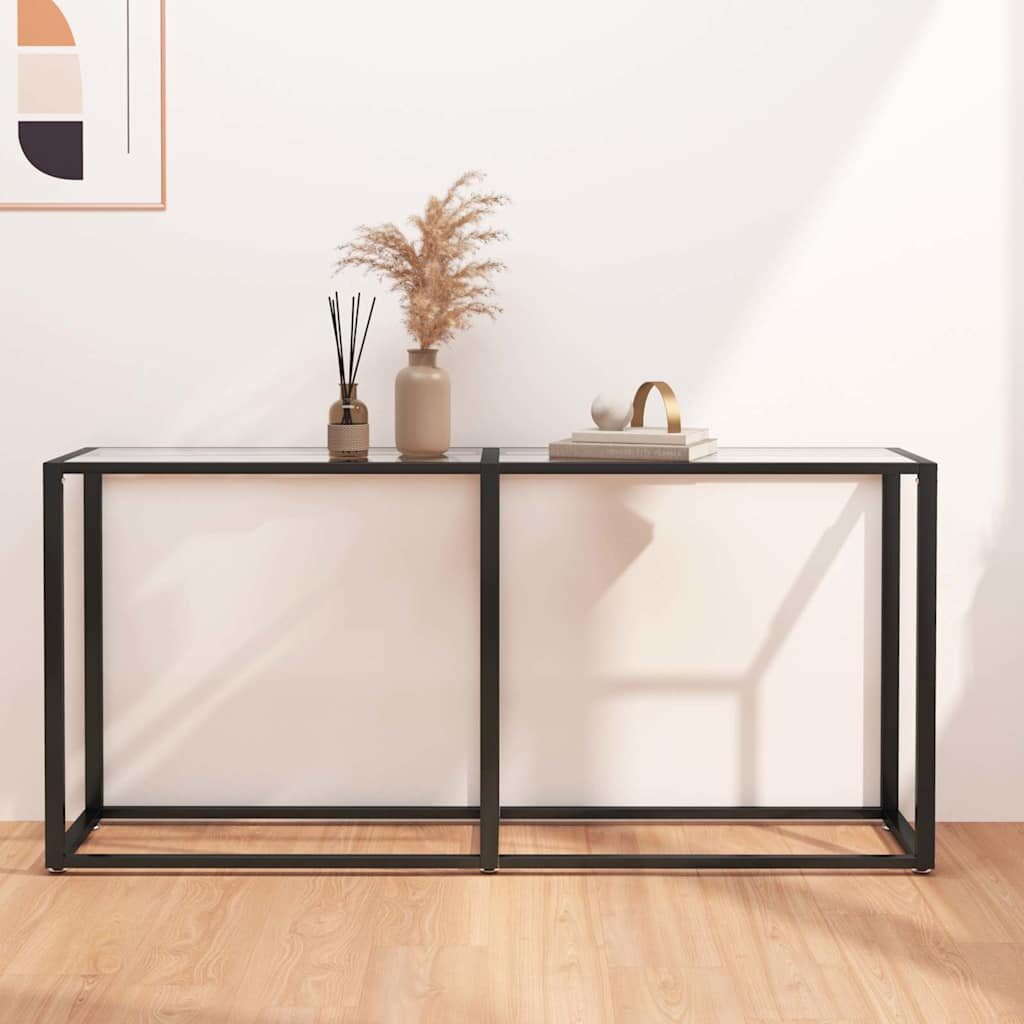 vidaXL Конзолна маса прозрачна 160x35x755 cм закалено стъкло