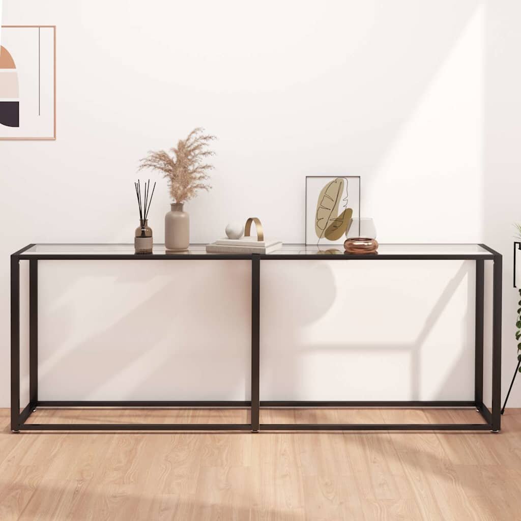 vidaXL Конзолна маса прозрачна 200x35x755 cм закалено стъкло