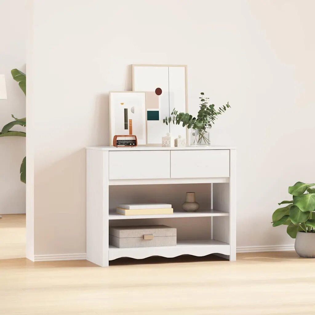 vidaXL Конзолна маса с чекмедже с рафт Drammen Бяло 895 x 37 x 73 см