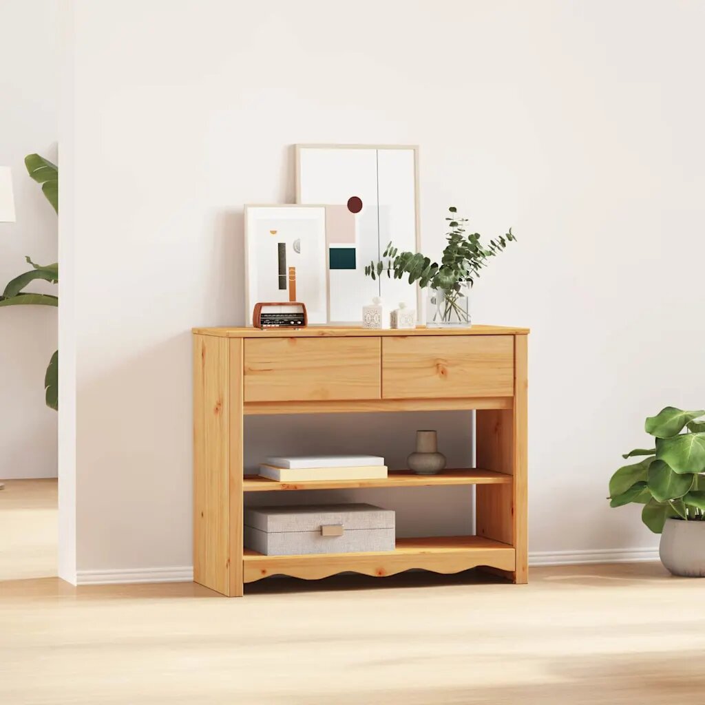vidaXL Конзолна маса с чекмедже с рафт Drammen Дъб 895 x 37 x 73 см