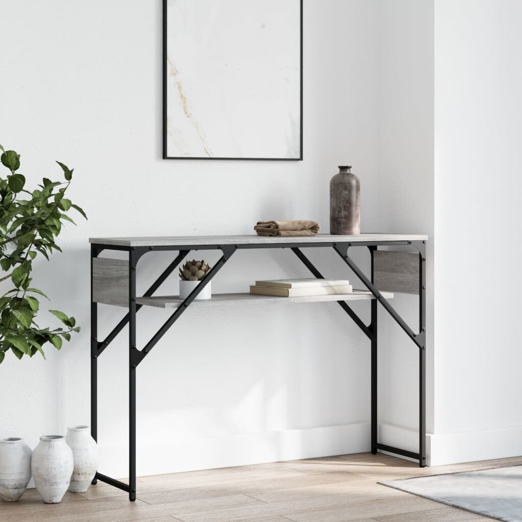 vidaXL Конзолна маса с рафт сив сонома 105x30x75 см инженерно дърво