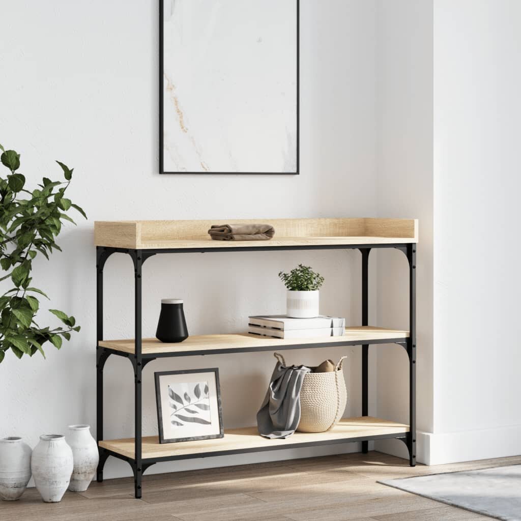 vidaXL Конзолна маса с рафтове сонома дъб 100x30x80 cм