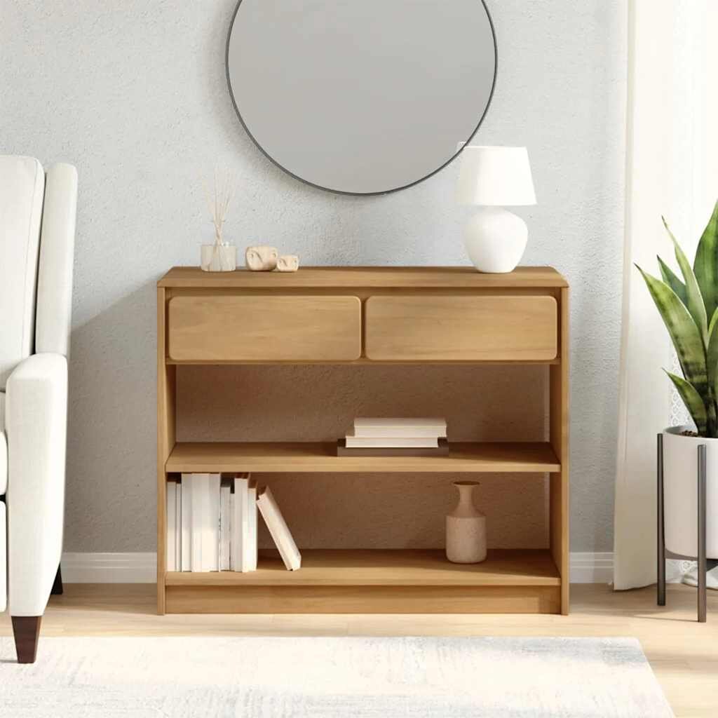 vidaXL Конзолна маса SAUDA дъб 895x365x73 см борово дърво масив