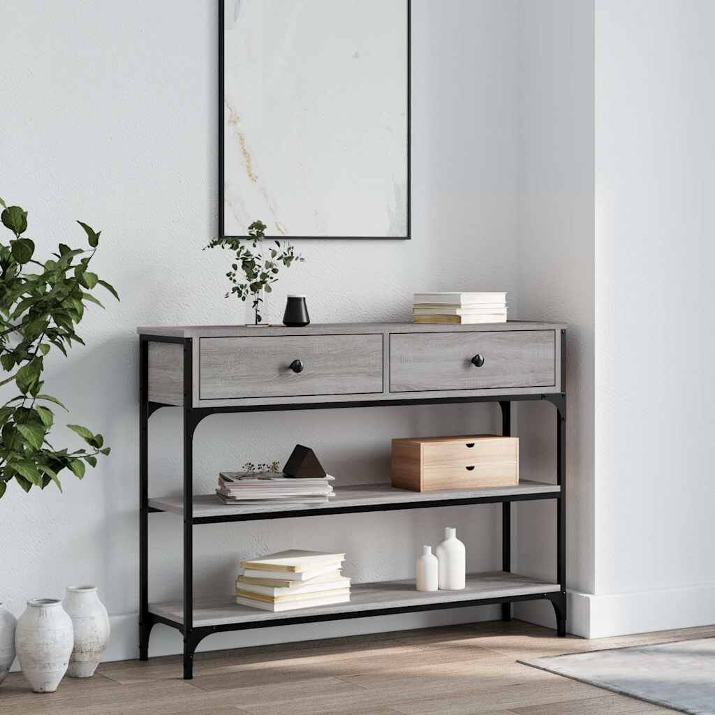 vidaXL Конзолна маса сив сонома 100x25x75 см инженерно дърво