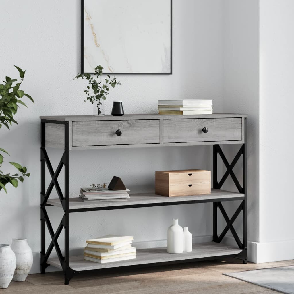 vidaXL Конзолна маса сив сонома 100x28x75 см инженерно дърво