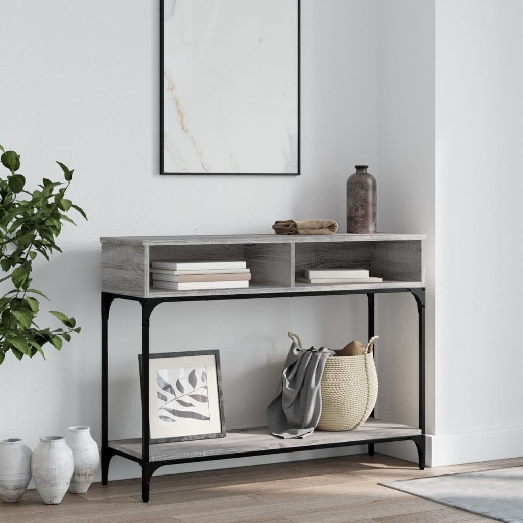 vidaXL Конзолна маса сив сонома 100x305x75 см инженерно дърво