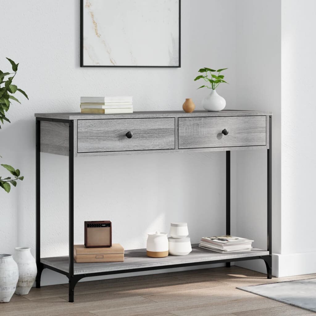 vidaXL Конзолна маса сив сонома 100x345x75 см инженерно дърво
