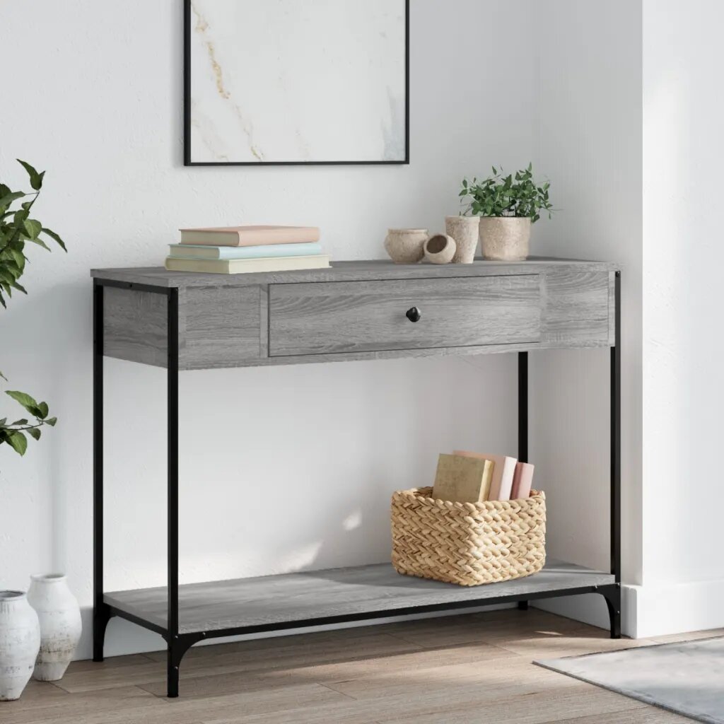vidaXL Конзолна маса сив сонома 100x345x75 см инженерно дърво