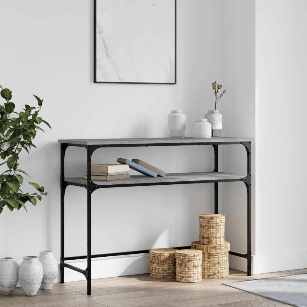 vidaXL Конзолна маса сив сонома 100x355x75 см инженерно дърво