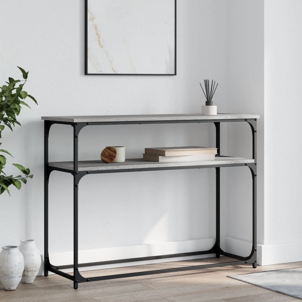 vidaXL Конзолна маса сив сонома 100x355x75 см инженерно дърво