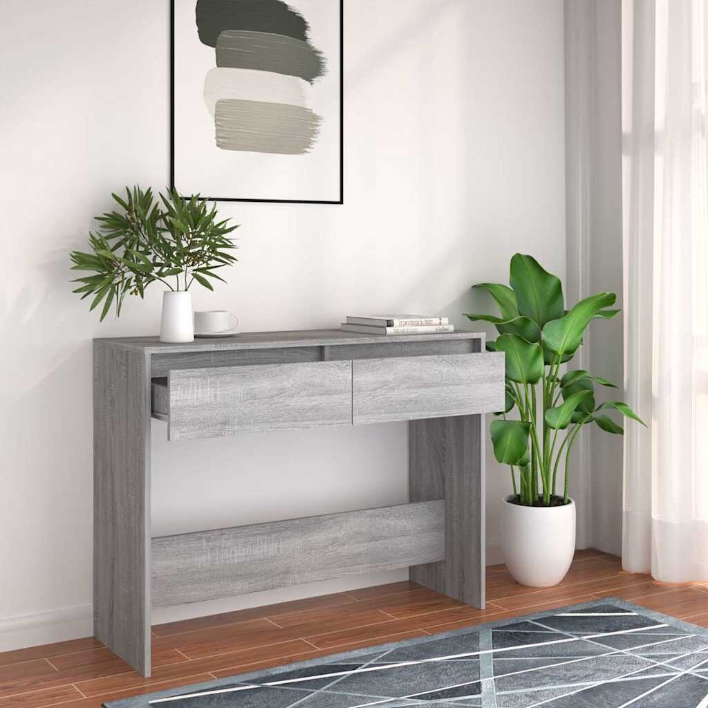 vidaXL Конзолна маса сив сонома 100x35x765 см инженерно дърво