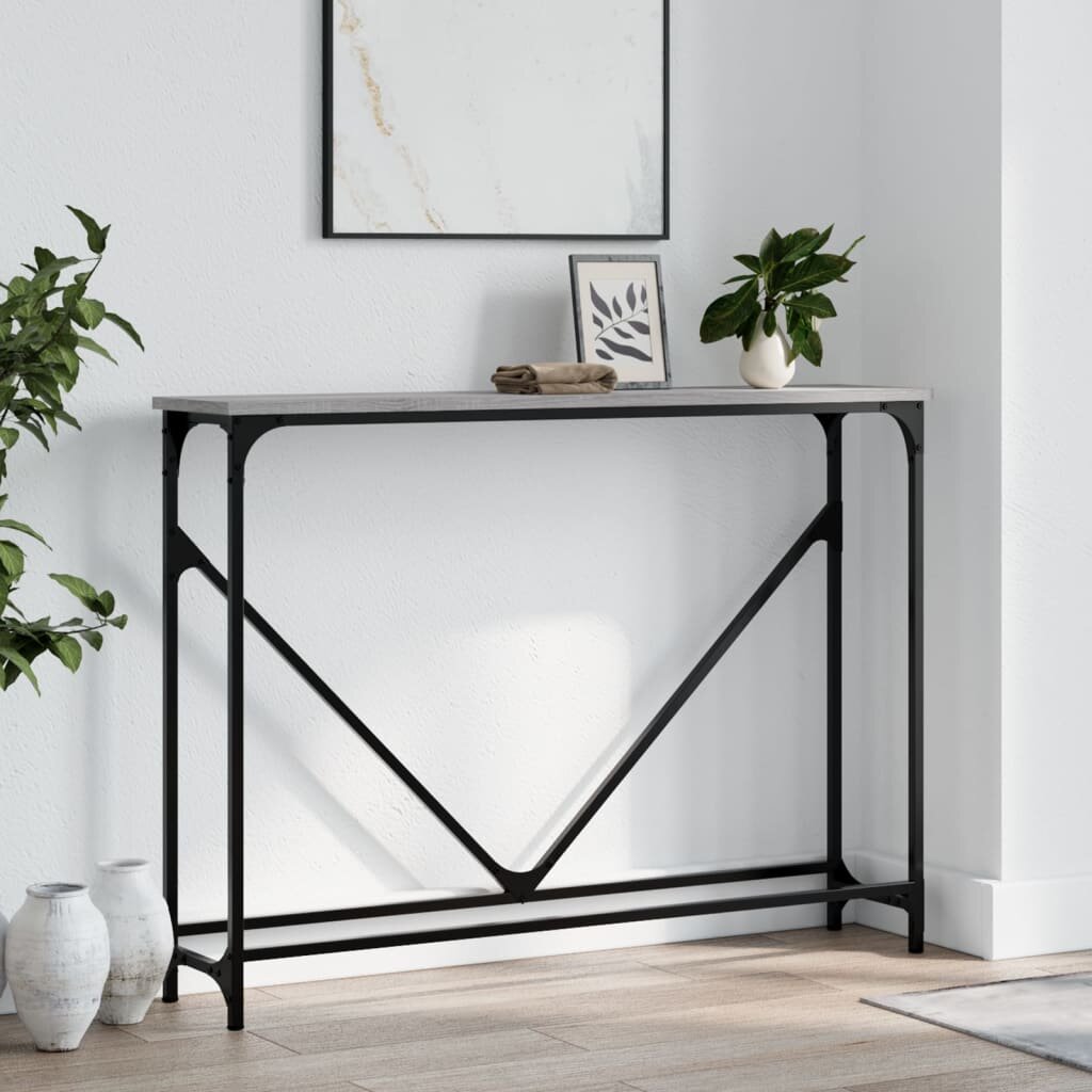vidaXL Конзолна маса сив сонома 102x225x75 см инженерно дърво