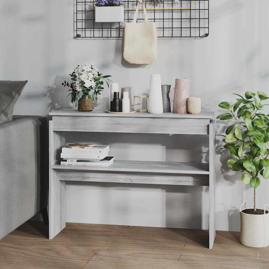 vidaXL Конзолна маса сив сонома 102x30x80 см инженерно дърво