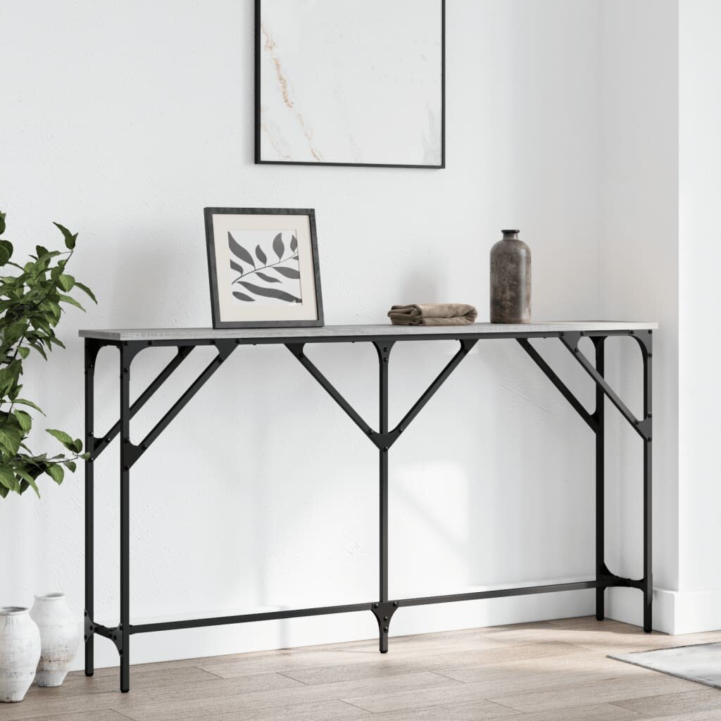 vidaXL Конзолна маса сив сонома 140x23x75 см инженерно дърво