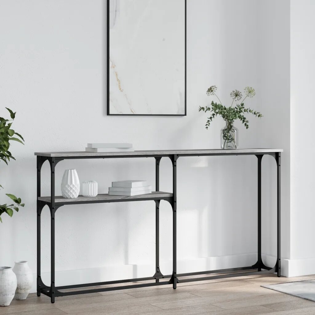 vidaXL Конзолна маса сив сонома 145x225x75 см инженерно дърво