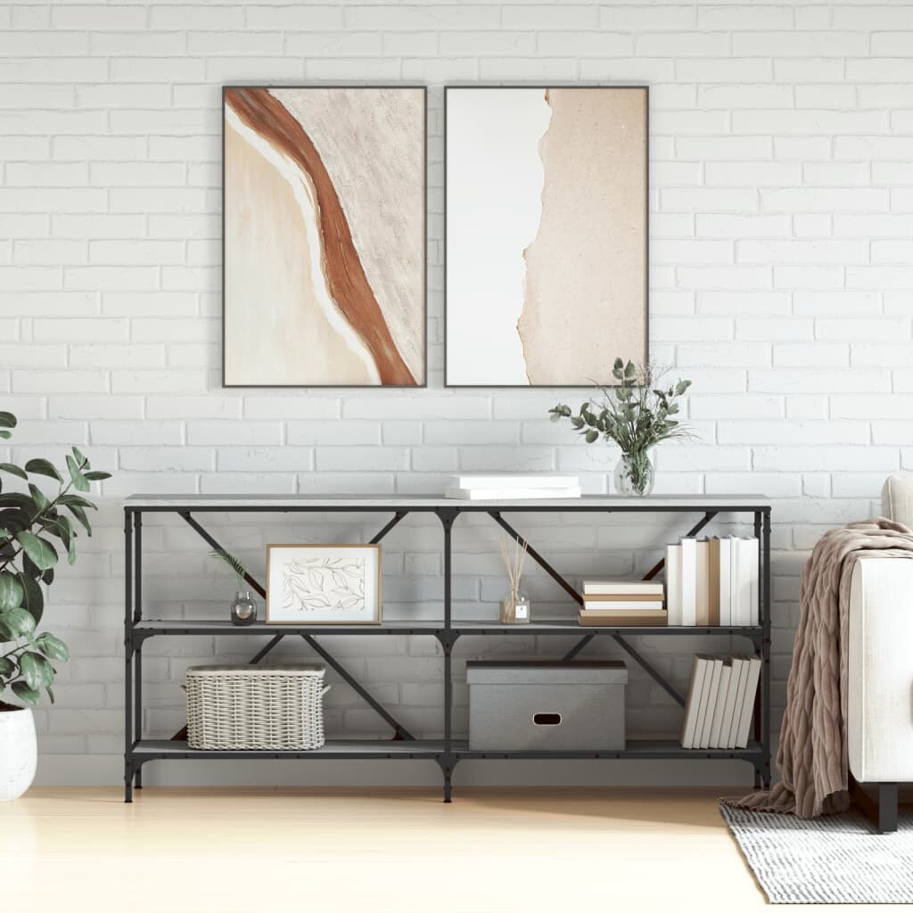 vidaXL Конзолна маса сив сонома 160x30x75 см инженерно дърво и желязо