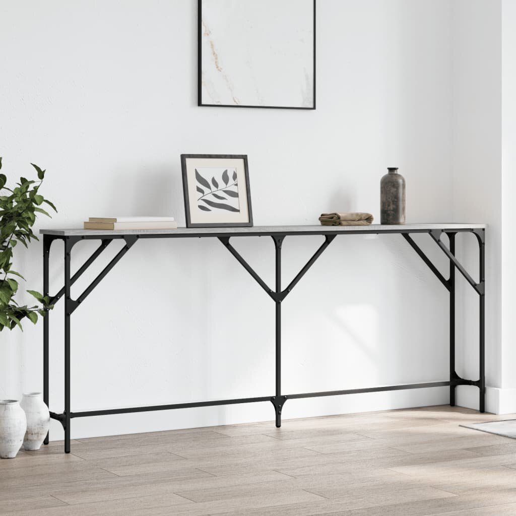 vidaXL Конзолна маса сив сонома 180x23x75 см инженерно дърво