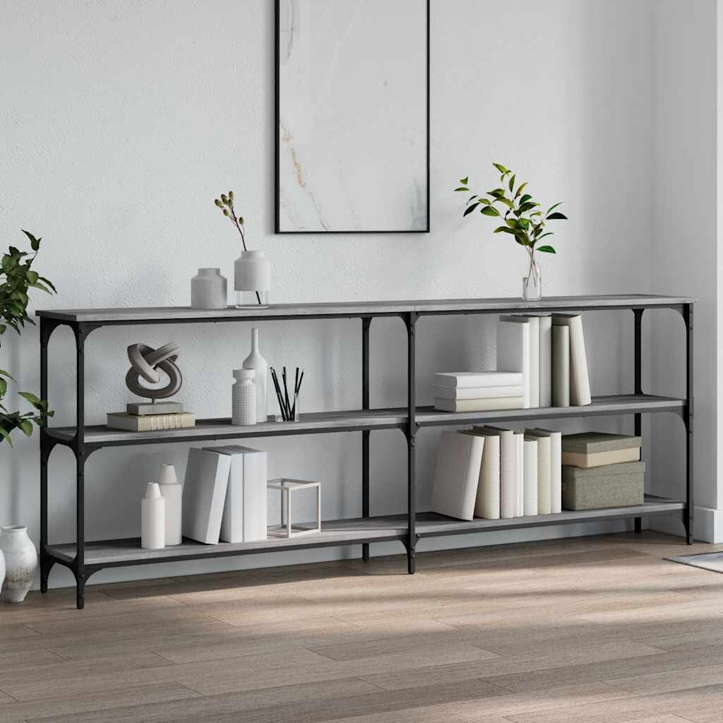 vidaXL Конзолна маса сив сонома 200x29x75 см инженерно дърво
